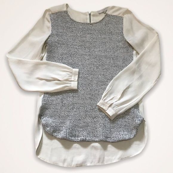 LOFT Mixed Media Sweater Blouse - Picture 2 of 10